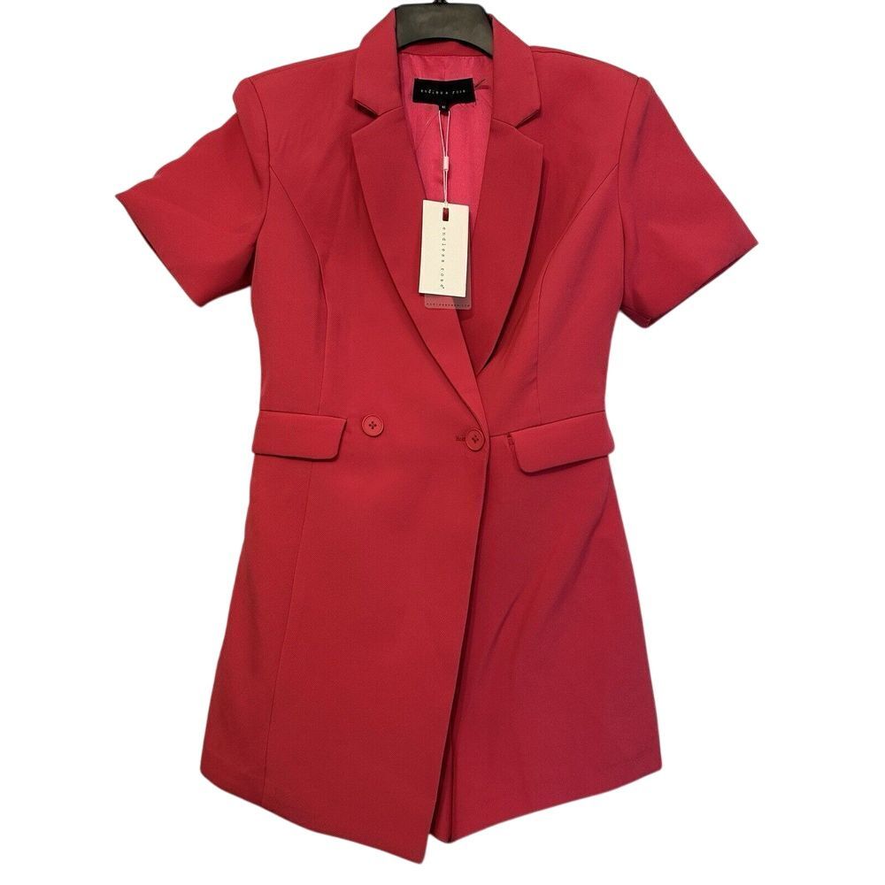 Endless Rose Short Sleeve Blazer Romper Size Medium Fuchsia Pink Jj1673p Nwt